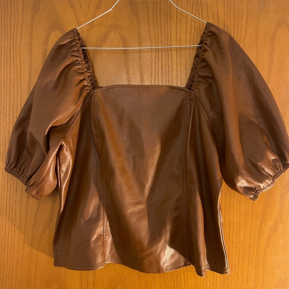 Marc New York Chocolate Puff Sleeve Blouse